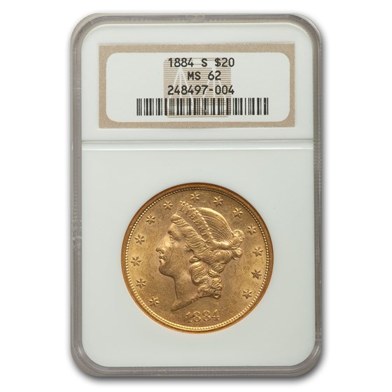 1884-S $20 Liberty Gold Double Eagle MS-62 NGC 1884-S $20 Liberty Gold Double Eagle MS-62 NGC