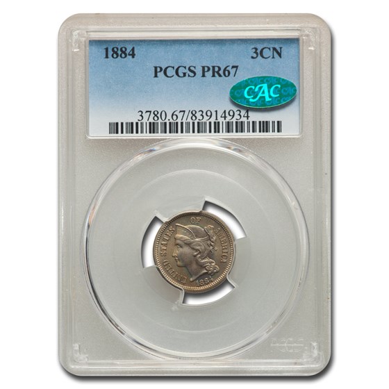 1884 Three Cent Nickel PR-67 PCGS CAC 1884 Three Cent Nickel PR-67 PCGS CAC
