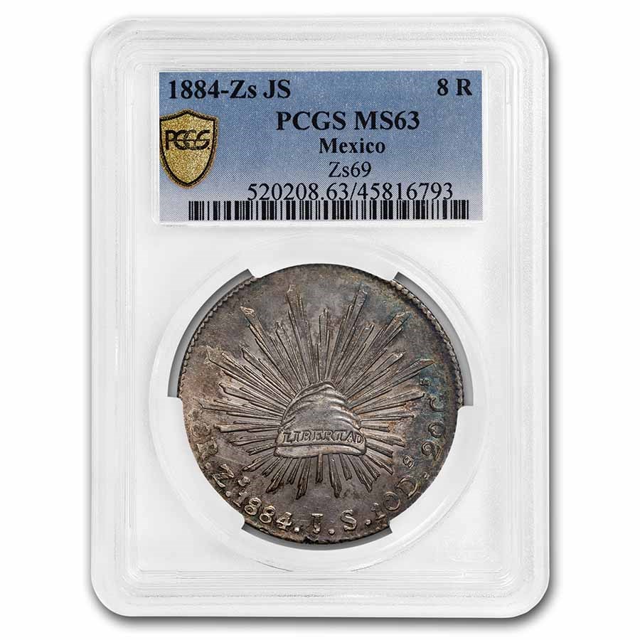 1884-Zs JS Mexico Silver 8 Reales MS-63 PCGS