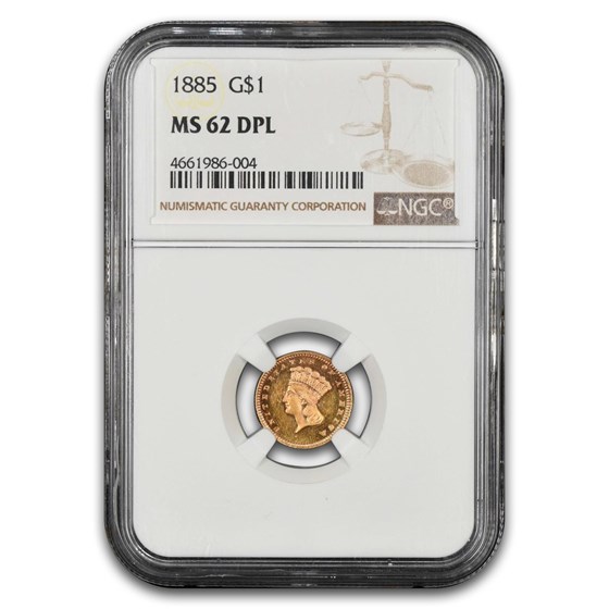 1885 $1 Indian Head Gold MS-62 NGC (DPL)