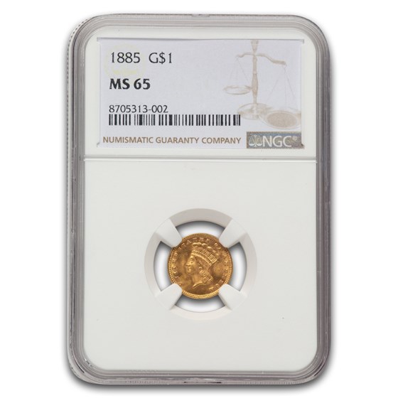 1885 $1 Indian Head Gold MS-65 NGC