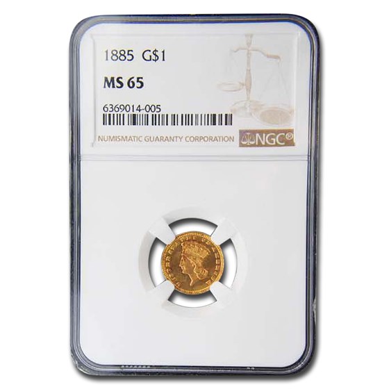 1885 $1 Indian Head Gold MS-65 NGC