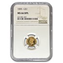 1885 $1 Indian Head Gold MS-66 NGC (DPL)