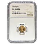 1885 $1 Indian Head Gold MS-66 NGC (DPL)
