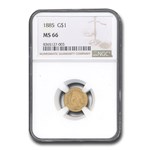 1885 $1 Indian Head Gold MS-66 NGC