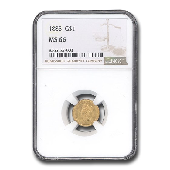 1885 $1 Indian Head Gold MS-66 NGC 1885 $1 Indian Head Gold MS-66 NGC