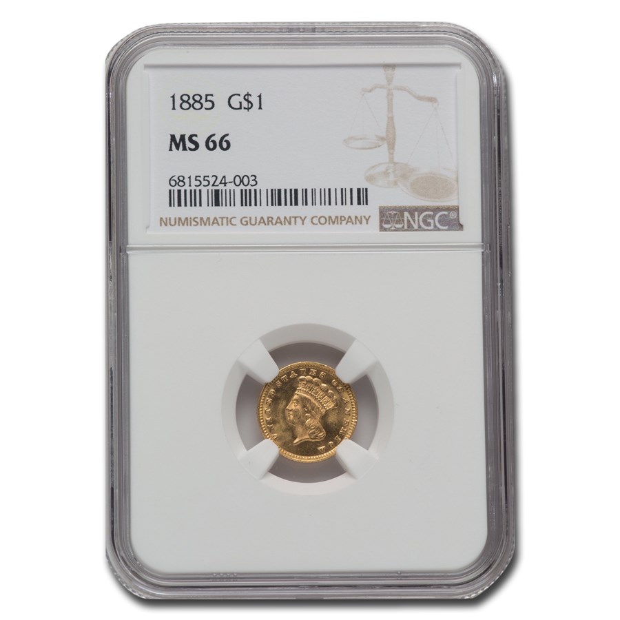 1885 $1 Indian Head Gold MS-66 NGC