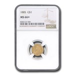 1885 $1 Indian Head Gold MS-66+ NGC