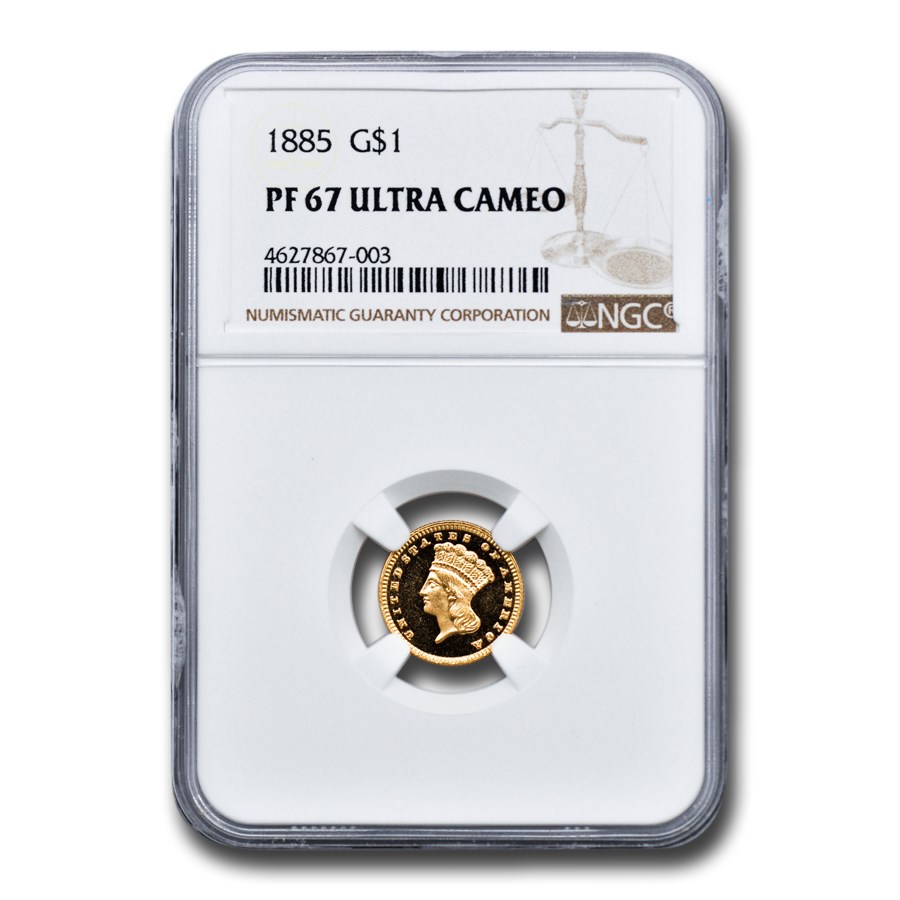 1885 $1 Indian Head Gold PF-67 UCAM NGC