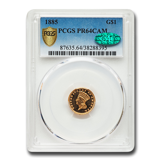 1885 $1 Indian Head Gold PR-64 Cameo PCGS CAC 1885 $1 Indian Head Gold PR-64 Cameo PCGS CAC