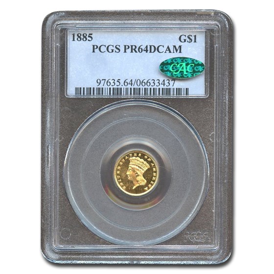 1885 $1 Indian Head Gold PR-64 DCAM PCGS CAC 1885 $1 Indian Head Gold PR-64 DCAM PCGS CAC