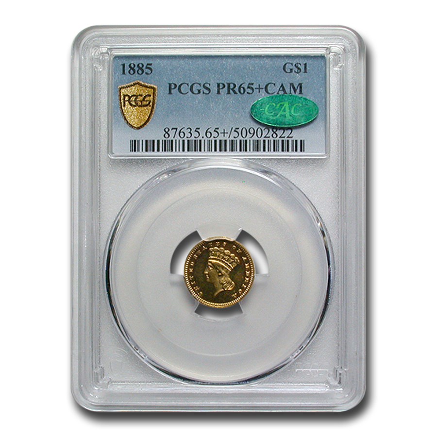 1885 $1 Indian Head Gold PR-65+ Cameo PCGS CAC