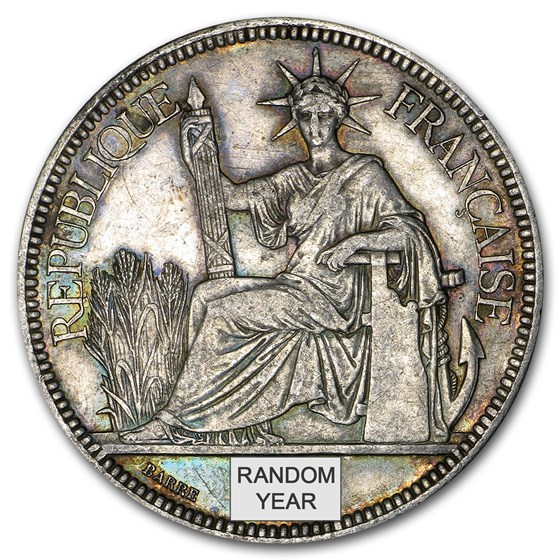 1885-1928 French Indo-China Silver Piastre Avg Circ 1885-1928 French Indo-China Silver Piastre Avg Circ