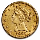 1885 $5 Liberty Gold Half Eagle AU