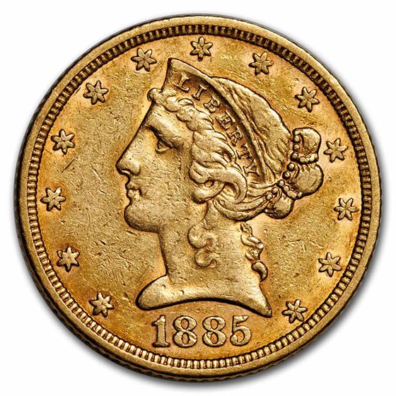 1885 $5 Liberty Gold Half Eagle AU 1885 $5 Liberty Gold Half Eagle AU