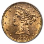 1885 $5 Liberty Gold Half Eagle MS-63 PCGS