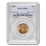 1885 $5 Liberty Gold Half Eagle MS-63 PCGS