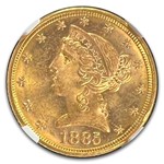 1885 $5 Liberty Gold Half Eagle MS-65 NGC