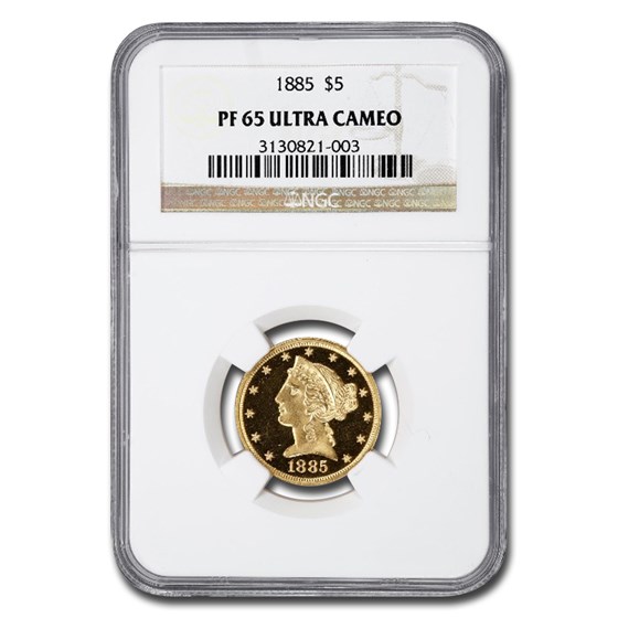 1885 $5 Liberty Gold Half Eagle PF-65 UCAM NGC 1885 $5 Liberty Gold Half Eagle PF-65 UCAM NGC