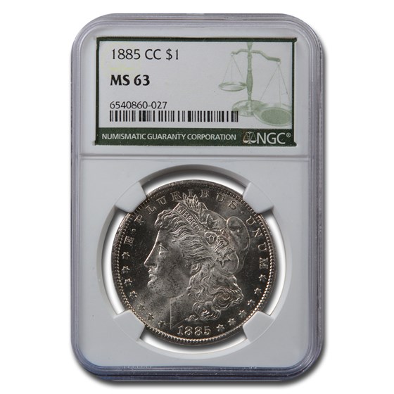 1885-CC Morgan Dollar MS-63 NGC (Green Label) 1885-CC Morgan Dollar MS-63 NGC (Green Label)