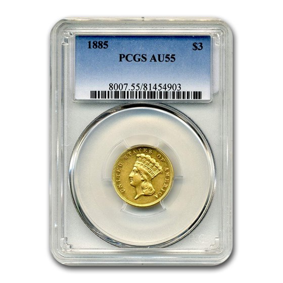 1885 Gold $3 Princess AU-55 PCGS 1885 Gold $3 Princess AU-55 PCGS