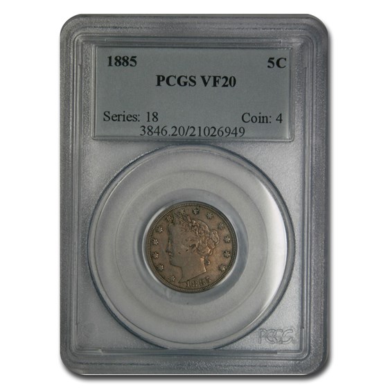 1885 Liberty Head V Nickel VF-20 PCGS 1885 Liberty Head V Nickel VF-20 PCGS