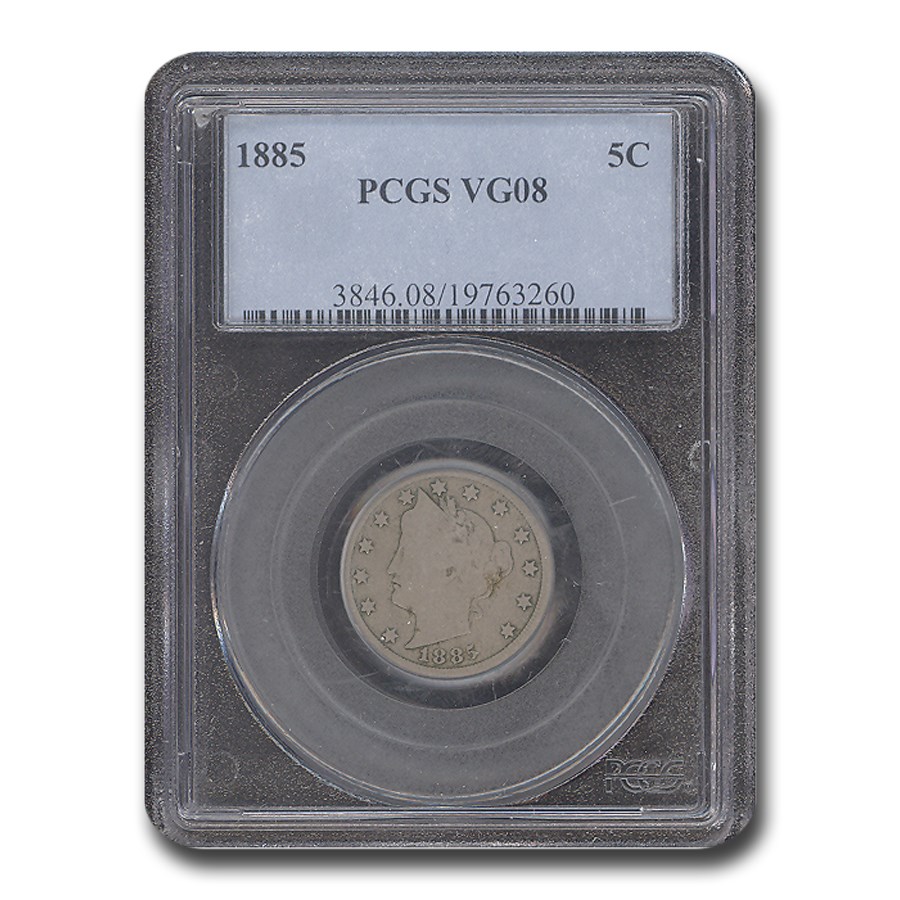 1885 Liberty Head V Nickel VG-8 PCGS