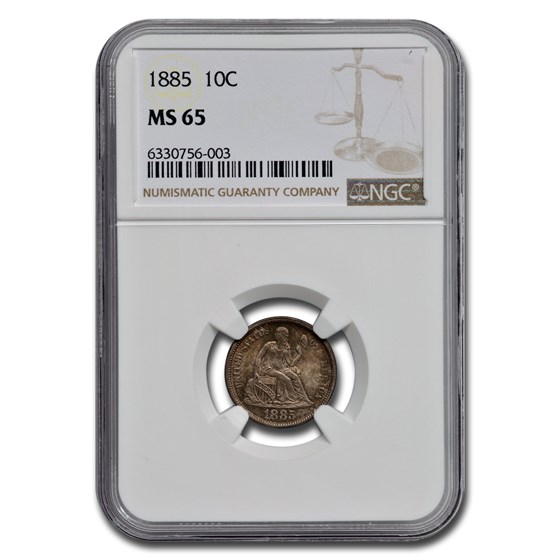 1885 Liberty Seated Dime MS-65 NGC 1885 Liberty Seated Dime MS-65 NGC