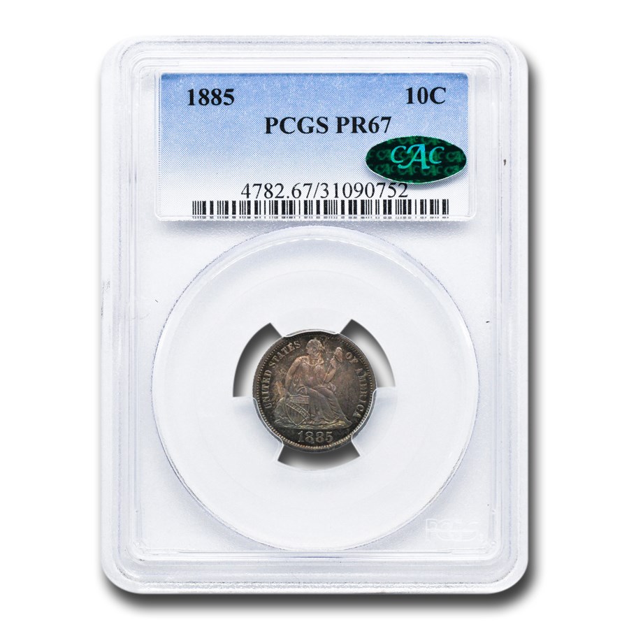 1885 Liberty Seated Dime PR-67 PCGS CAC
