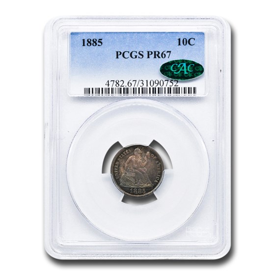 1885 Liberty Seated Dime PR-67 PCGS CAC 1885 Liberty Seated Dime PR-67 PCGS CAC