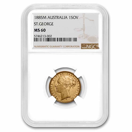 1885-M Australia Gold Sovereign Victoria MS-60 NGC