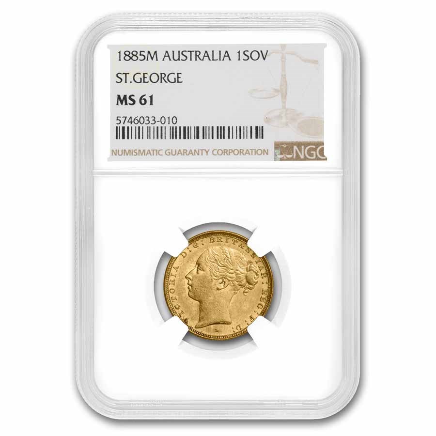 1885-M Australia Gold Sovereign Young Victoria MS-61 NGC