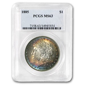 1885 MS-63 PCGS (VAM-22, Dash Under 8, Blue Toning, Hit List-40) 1885 MS-63 PCGS (VAM-22, Dash Under 8, Blue Toning, Hit List-40)
