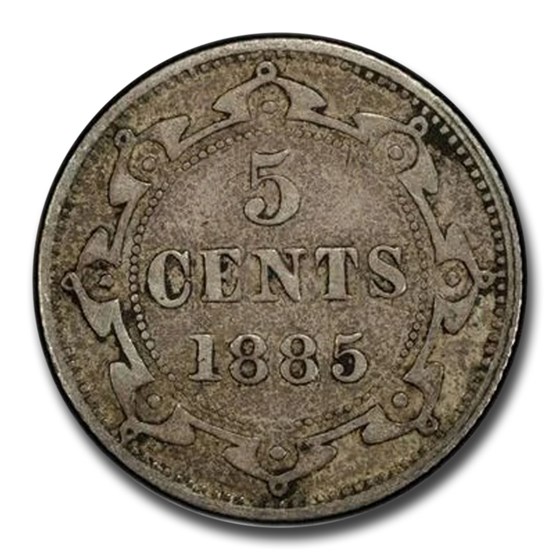 1885 Newfoundland Silver 5 Cents VF-30 PCGS