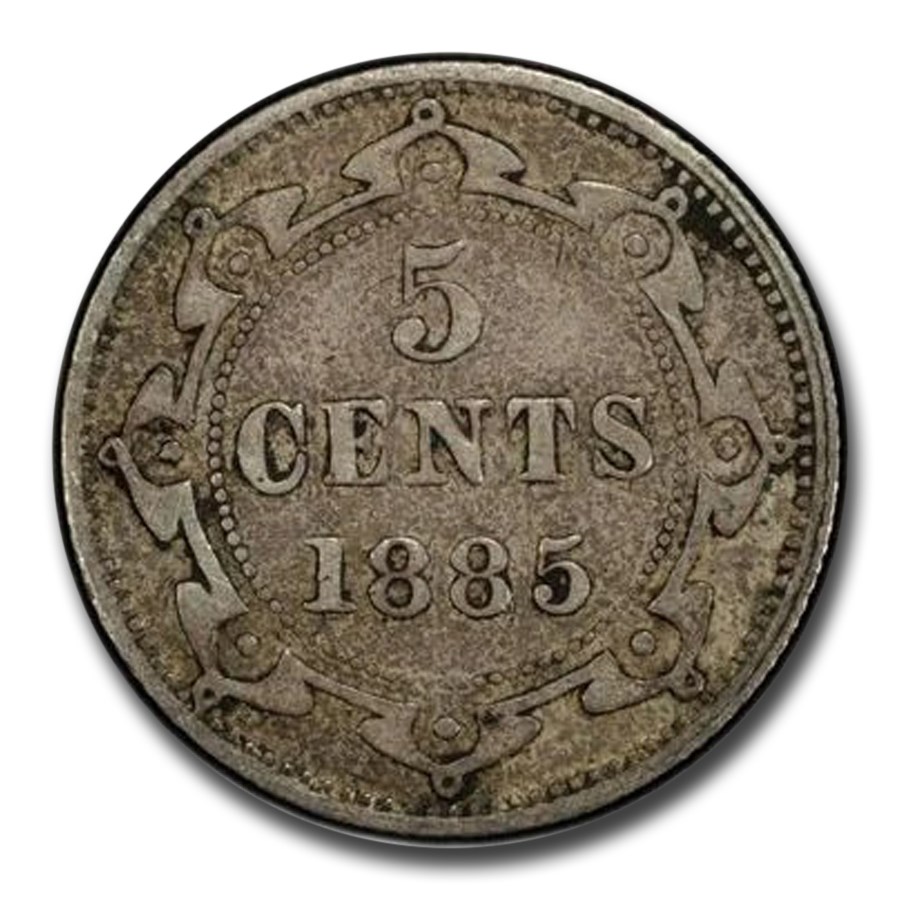 1885 Newfoundland Silver 5 Cents VF-30 PCGS