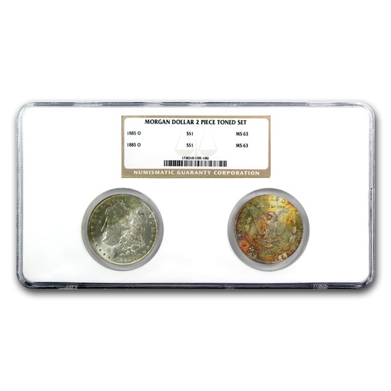 1885-O 2-Coin Morgan Dollar Set MS-63 NGC (Obv & Rev Toned) 1885-O 2-Coin Morgan Dollar Set MS-63 NGC (Obv & Rev Toned)