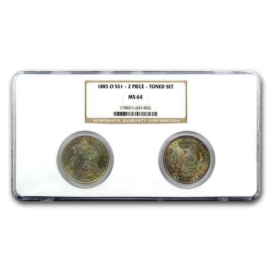 1885-O Morgan Dollar 2-Coin Set MS-64 NGC (Obv & Rev Toned) 1885-O Morgan Dollar 2-Coin Set MS-64 NGC (Obv & Rev Toned)