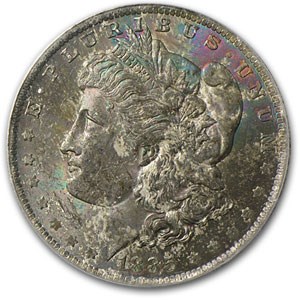 1885-O Morgan Dollar MS-62 PCGS (Black Bag Toned Obv) 1885-O Morgan Dollar MS-62 PCGS (Black Bag Toned Obv)