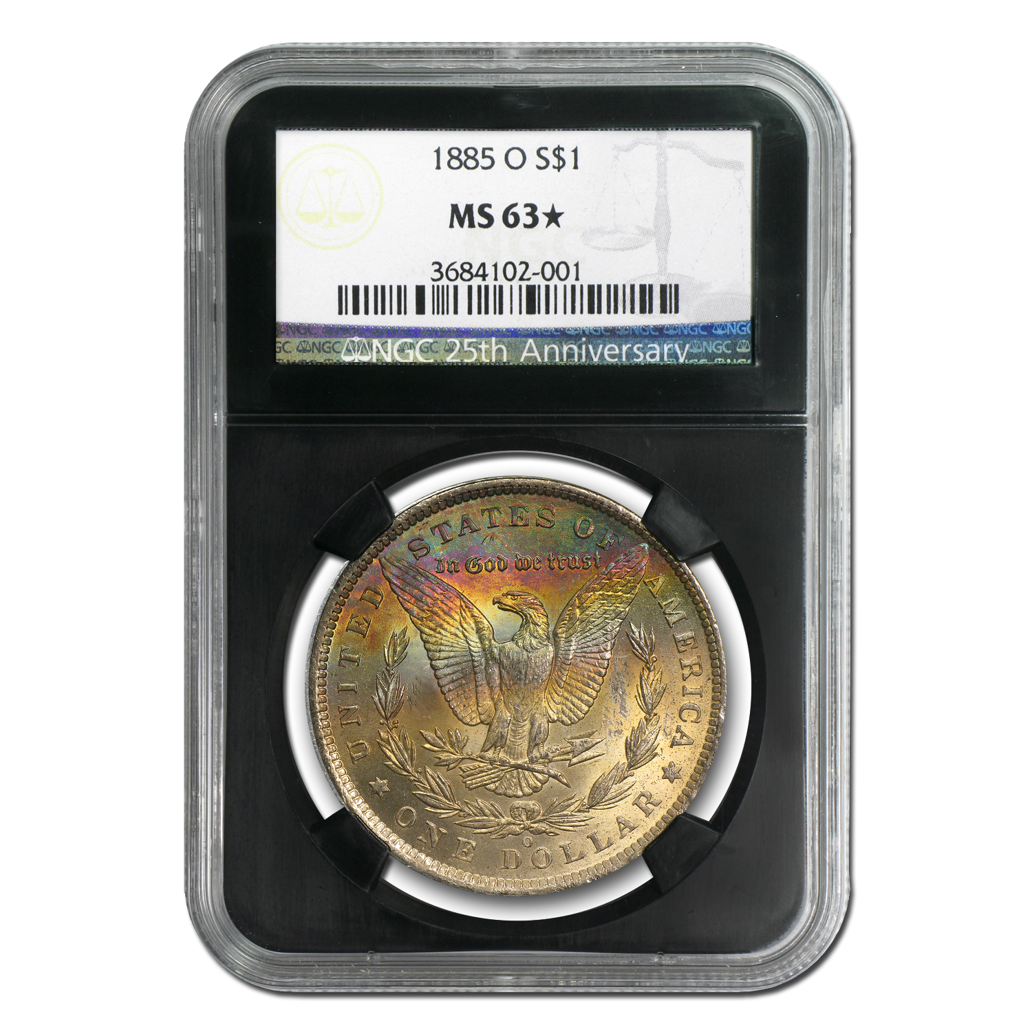 Buy 1885-O Morgan Dollar MS-63* Star NGC (Rainbow Toning, CAC) | APMEX