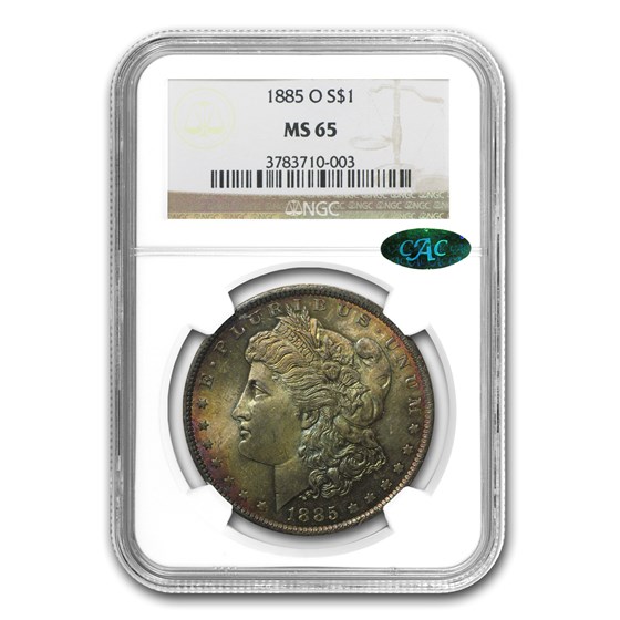 1885-O Morgan Dollar MS-65 NGC (CAC, Fire Toning) 1885-O Morgan Dollar MS-65 NGC (CAC, Fire Toning)