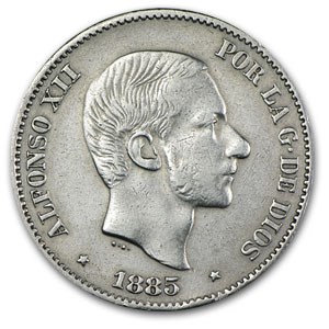 1885 Philippines 50 Centimos Silver XF Details 1885 Philippines 50 Centimos Silver XF Details