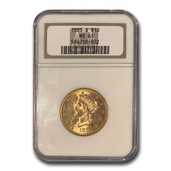 1885-S $10 Liberty Gold Eagle MS-61 NGC 1885-S $10 Liberty Gold Eagle MS-61 NGC
