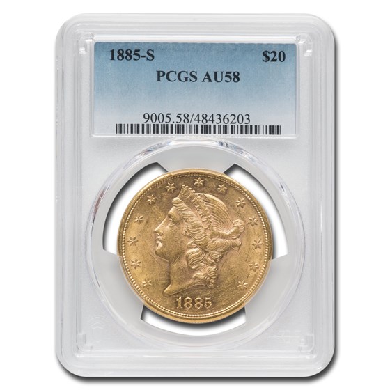 1885-S $20 Liberty Gold Double Eagle AU-58 PCGS 1885-S $20 Liberty Gold Double Eagle AU-58 PCGS