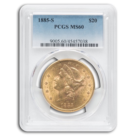 1885-S $20 Liberty Gold Double Eagle MS-60 PCGS 1885-S $20 Liberty Gold Double Eagle MS-60 PCGS