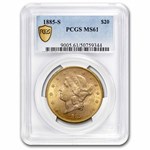 1885-S $20 Liberty Gold Double Eagle MS-61 PCGS