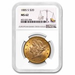 1885-S $20 Liberty Gold Double Eagle MS-62 NGC