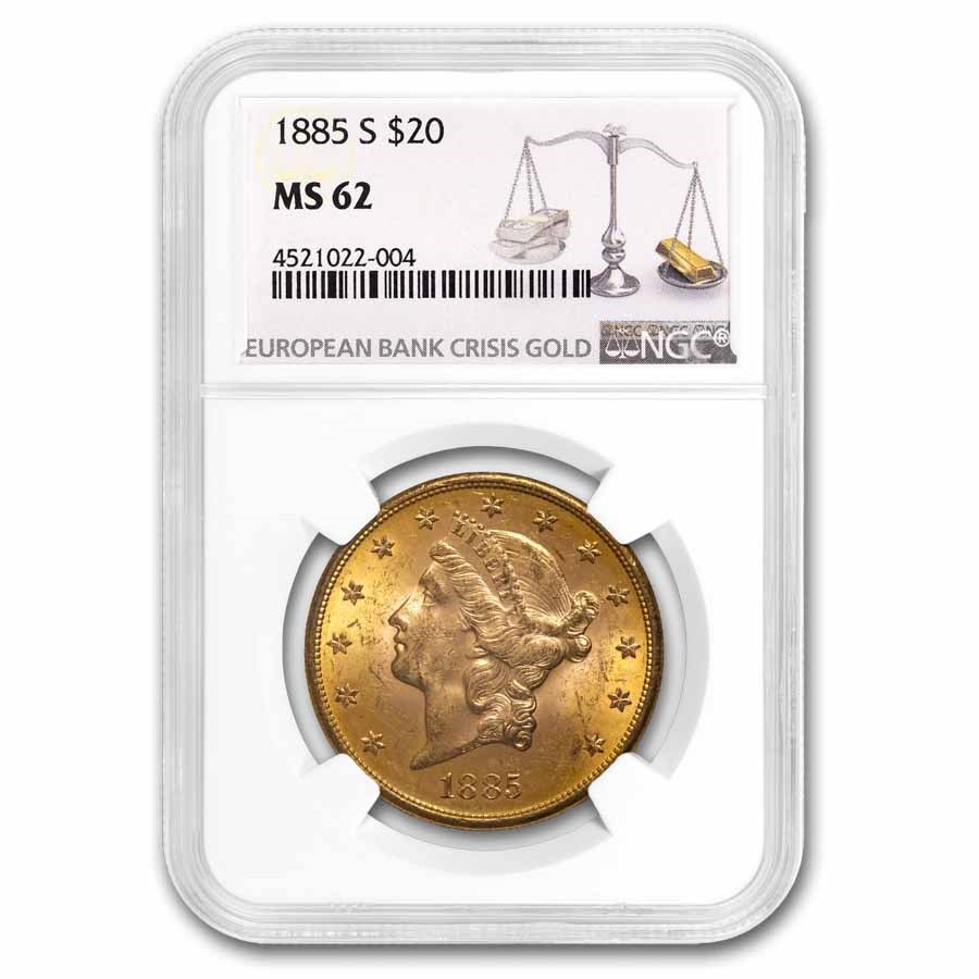 1885-S $20 Liberty Gold Double Eagle MS-62 NGC