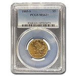 1885-S $5 Liberty Gold Half Eagle MS-63+ PCGS