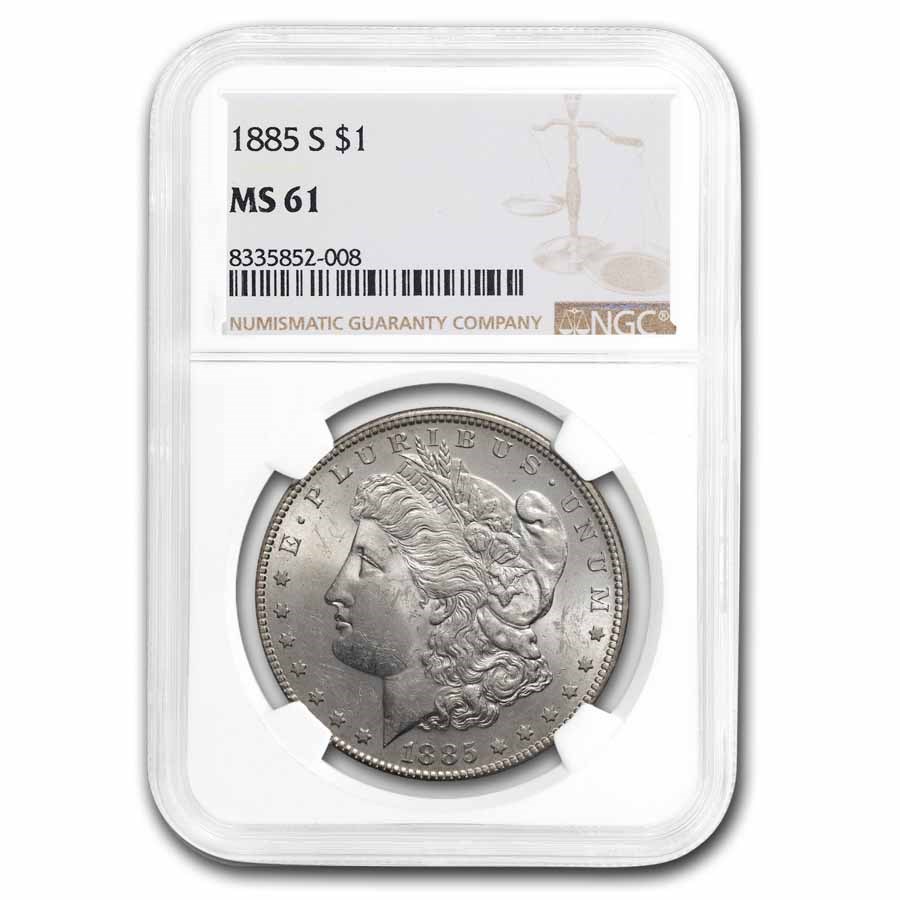 1885-S Morgan Dollar MS-61 NGC