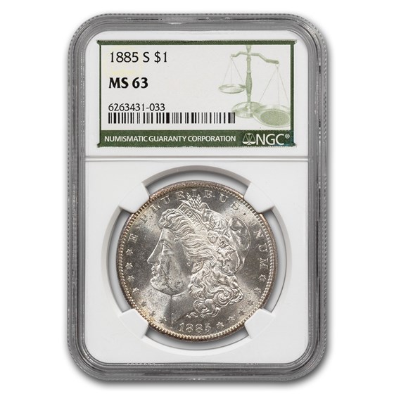 1885-S Morgan Dollar MS-63 NGC (Green Label) 1885-S Morgan Dollar MS-63 NGC (Green Label)